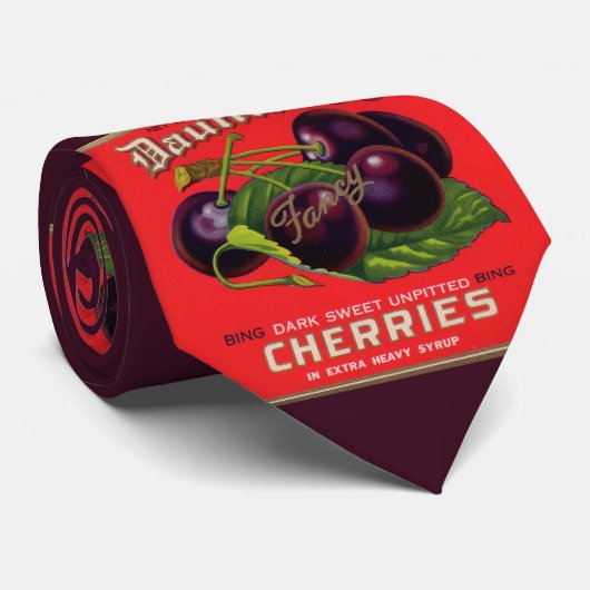 1930s Dauntless Cherries in Heavy Syrup print Stropdas (Opgerold)