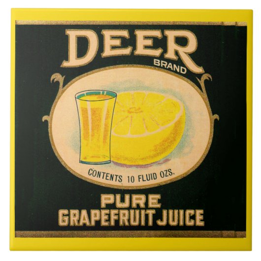 1930s Deer Brand Grapefruitsap Tegeltje (Voorkant)