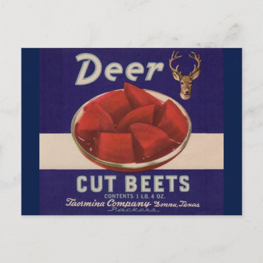 1930s Deer Cut Beets kan label geven Briefkaart (Voorkant)