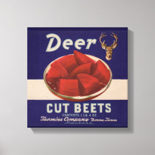 1930s Deer Cut Beets kan label geven Canvas Afdruk