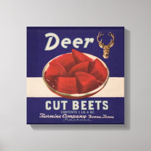 1930s Deer Cut Beets kan label geven Canvas Afdruk (Voorkant)