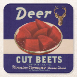 1930s Deer Cut Beets kan label geven Kartonnen Onderzetters