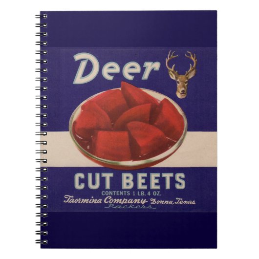 1930s Deer Cut Beets kan label geven Notitieboek (Voorkant)