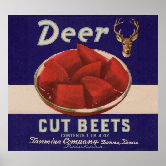 1930s Deer Cut Beets kan label geven Poster (Voorkant)