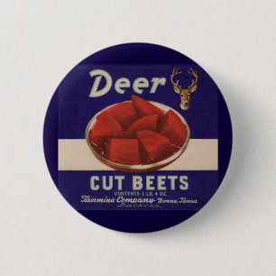 1930s Deer Cut Beets kan label geven Ronde Button 5,7 Cm