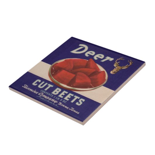 1930s Deer Cut Beets kan label geven Tegeltje (Zijkant)