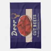 1930s Deer Cut Beets kan label geven Theedoek (Verticaal)