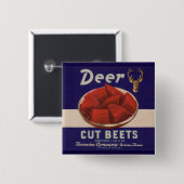 1930s Deer Cut Beets kan label geven Vierkante Button 5,1 Cm (Voorkant /achterkant)