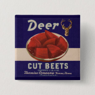1930s Deer Cut Beets kan label geven Vierkante Button 5,1 Cm