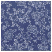 1930's  Denim Blue Floral Stof (Close Up)