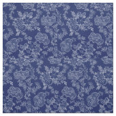 1930's  Denim Blue Floral Stof (Swatch)