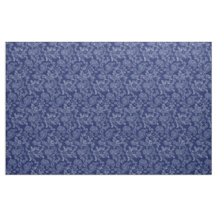1930's Denim Blue Floral Stof
