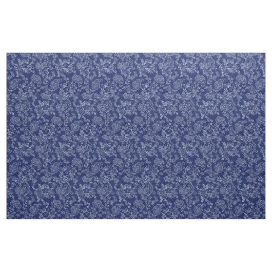 1930's  Denim Blue Floral Stof (Fat Quarter)