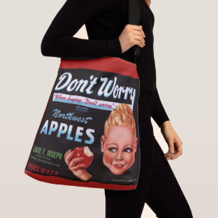 1930s Don't Worry brand appels fruit crate label Crossbody Tas