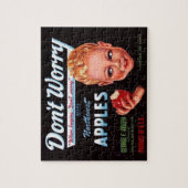 1930s Don't Worry brand appels fruit crate label Legpuzzel (Verticaal)