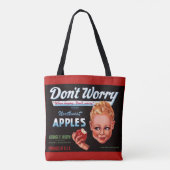1930s Don't Worry brand appels fruit crate label Tote Bag (Achterkant)