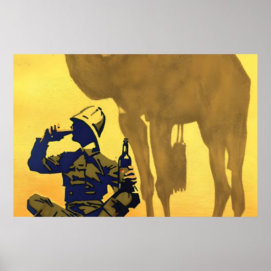 1930s Duitse Bier reclameposter Hackerbräu Poster (Voorkant)