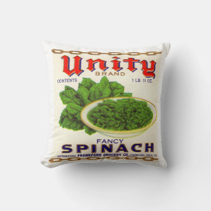 1930s Eenheid fancy spinazie kan label geven Kussen