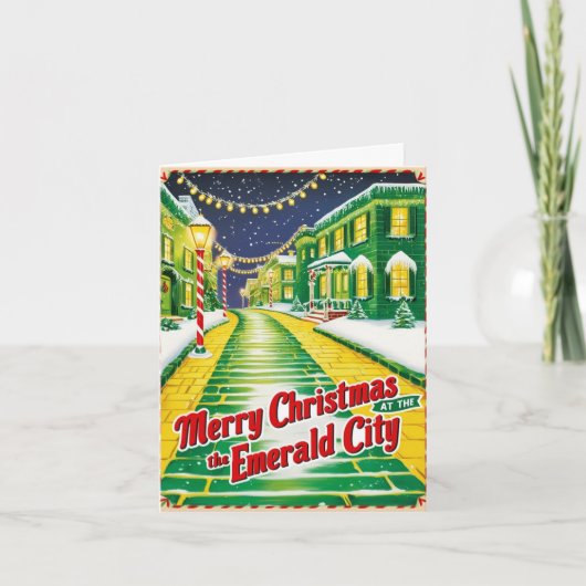  1930s Emerald Christmas Feestdagen Kaart (Voorkant)