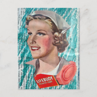 1930s era Nurse with health soap collage Briefkaart