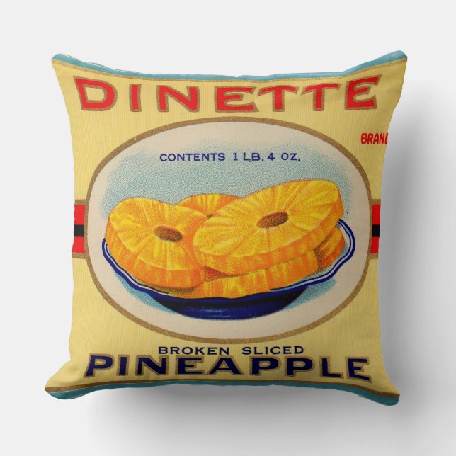 1930s Etiket Dinette pineapple Kussen (Voorkant)