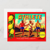 1930s Etiket van atlete-vruchten Briefkaart (Voorkant / Achterkant)