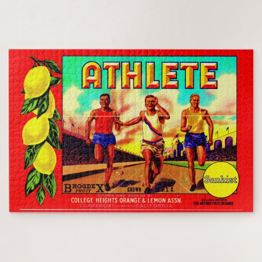 1930s Etiket van atlete-vruchten Legpuzzel (Horizontaal)