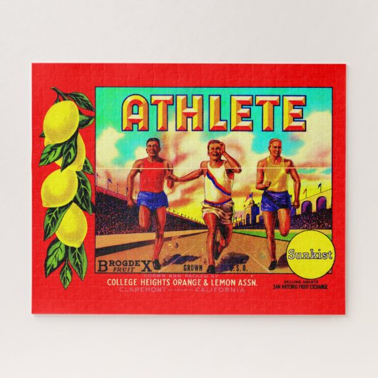 1930s Etiket van atlete-vruchten Legpuzzel (Horizontaal)