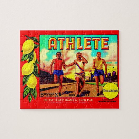 1930s Etiket van atlete-vruchten Legpuzzel (Horizontaal)