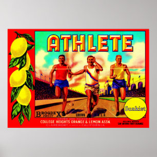 1930s Etiket van atlete-vruchten Poster