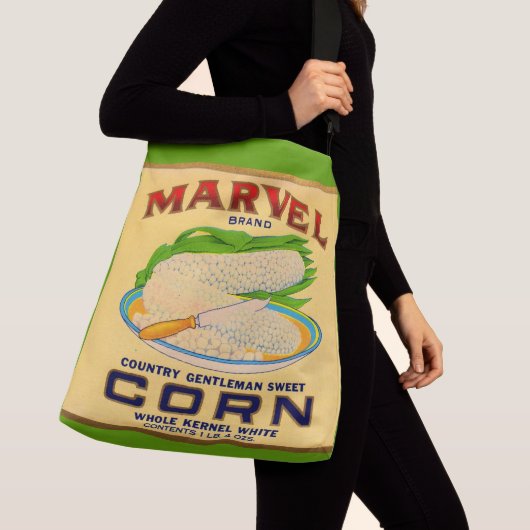 1930s Etiket van marvel-maïs in blik Crossbody Tas (Dichtbij)