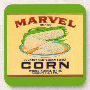 1930s Etiket van marvel-maïs in blik Drankjes Onderzetter