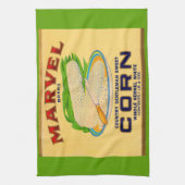 1930s Etiket van marvel-maïs in blik Theedoek (Verticaal)