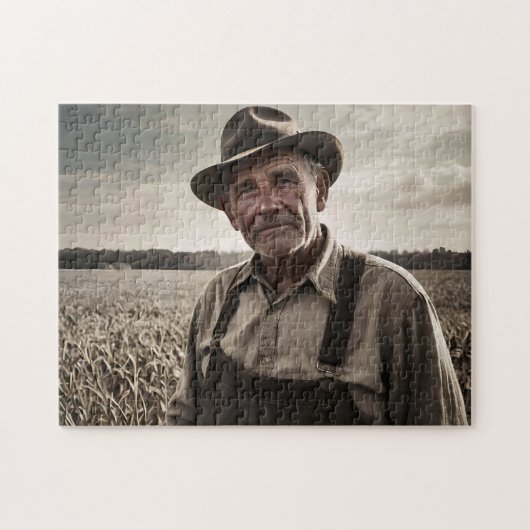 1930s Farmer Puzzle -  B&W Foto Legpuzzel (Horizontaal)
