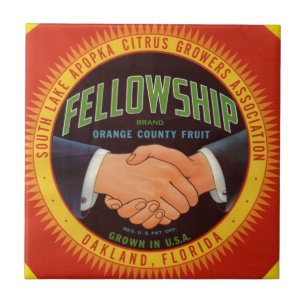 1930s Fellowship Oranje County Citrus label Tegeltje