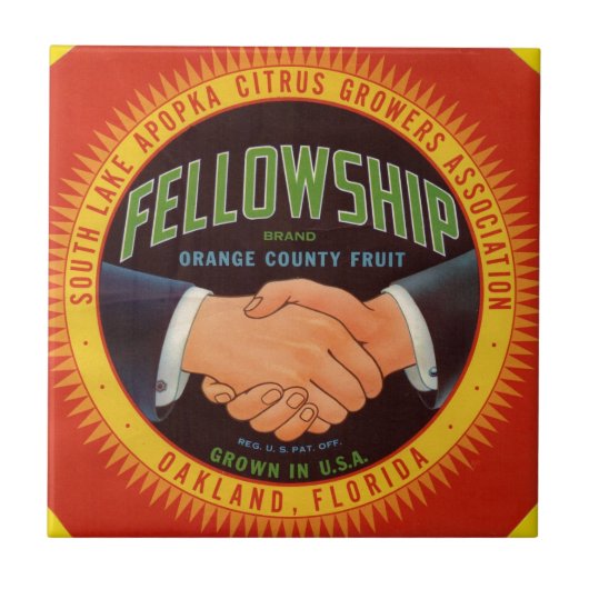 1930s Fellowship Oranje County Citrus label Tegeltje (Voorkant)