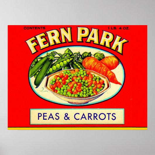 1930s Fern Park erwten en wortelt Poster (Voorkant)