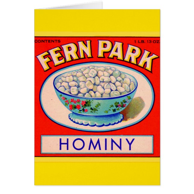 1930s Fern Park hominy grits etiket (Voorkant)