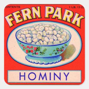 1930s Fern Park hominy grits label afdruk