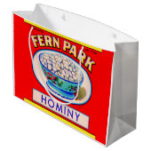 1930s Fern Park hominy grits label Groot Cadeauzakje (Achterkant Gekanteld)