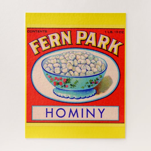 1930s Fern Park hominy grits label Legpuzzel (Verticaal)