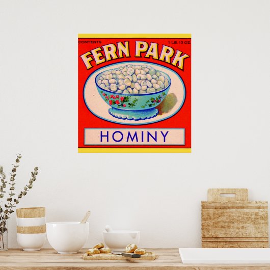 1930s Fern Park hominy grits label Poster (Keuken)