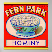 1930s Fern Park hominy grits label Poster (Voorkant)