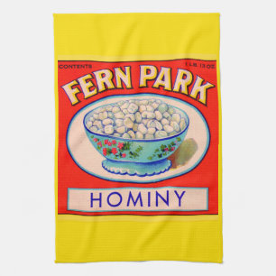 1930s Fern Park hominy grits label print Theedoek