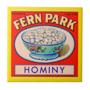 1930s Fern Park hominy grits label Tegeltje