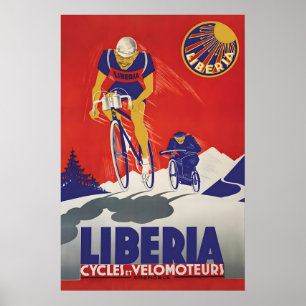 1930s Franse Fiets Poster Liberia Cycles Vintage