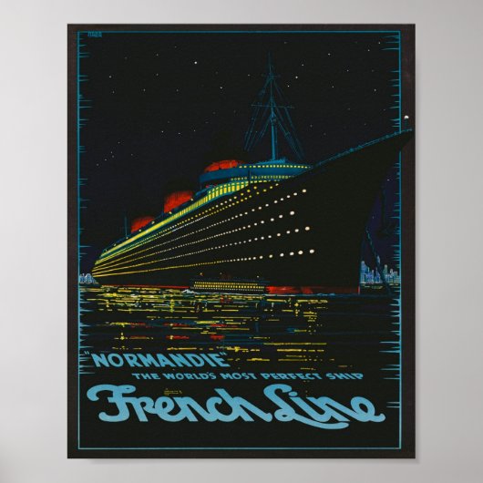  1930's Franse lijn stoomschip Cruise Ocean Poster (Voorkant)