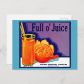 1930s Full o’ Juice sinaasappel krat label Briefkaart (Voorkant / Achterkant)