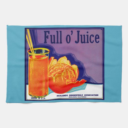 1930s Full o’ Juice sinaasappel krat label print Theedoek (Horizontaal)