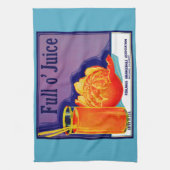 1930s Full o’ Juice sinaasappel krat label print Theedoek (Verticaal)